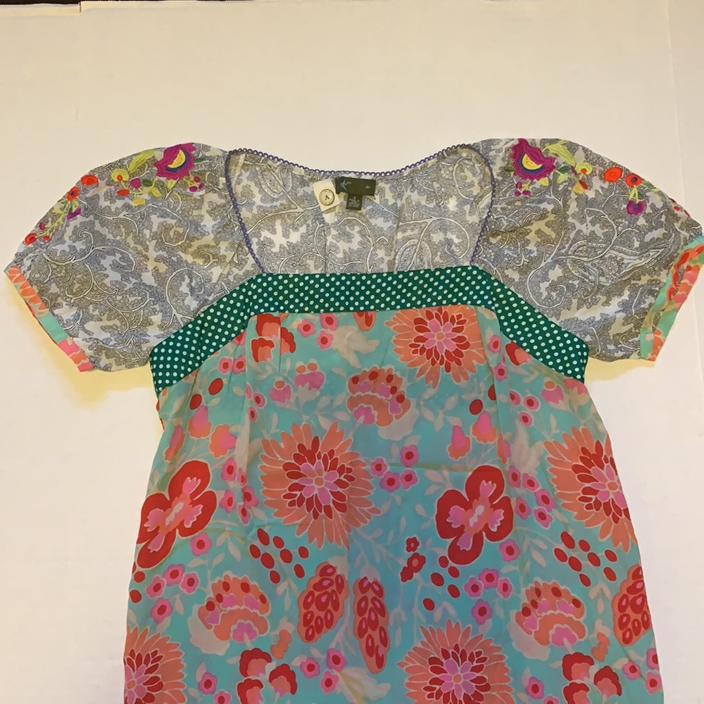 Anthropologie Fei Multicoloured Floral Boho Blouse - Women’s Size Small - Picture 4 of 9
